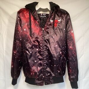 NBA Chicago Bulls Galaxy Stars Black and Pink Galaxy Bomber Jacket Size Medium